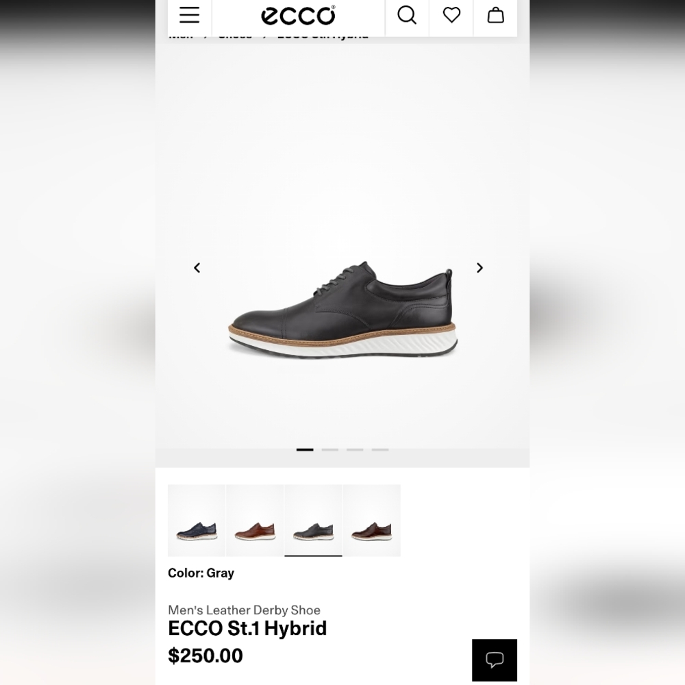 Ecco Men's Black Leather St.1 Hybrid Lace-Up Shoes